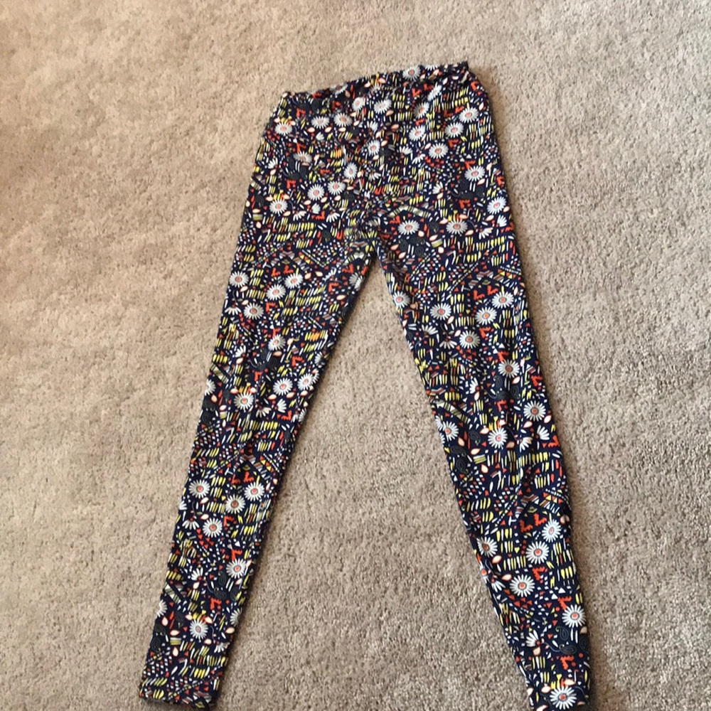 Lularoe OS Blue/white/yel/orange leggings